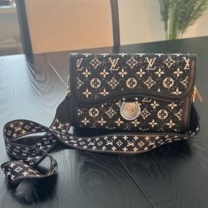 Faux Monogram Black and White Crossbody Bag